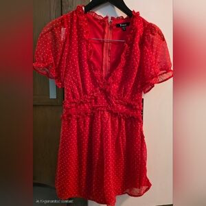 NWT Red & White Polka Dot Sheer Romper